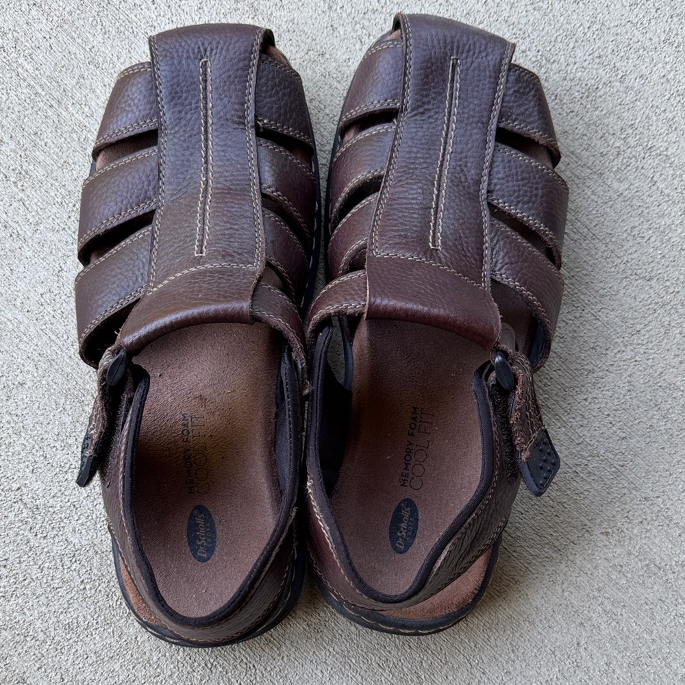 Dr. Scholl's Men's Dark Brown Leather Fisherman Sandals
